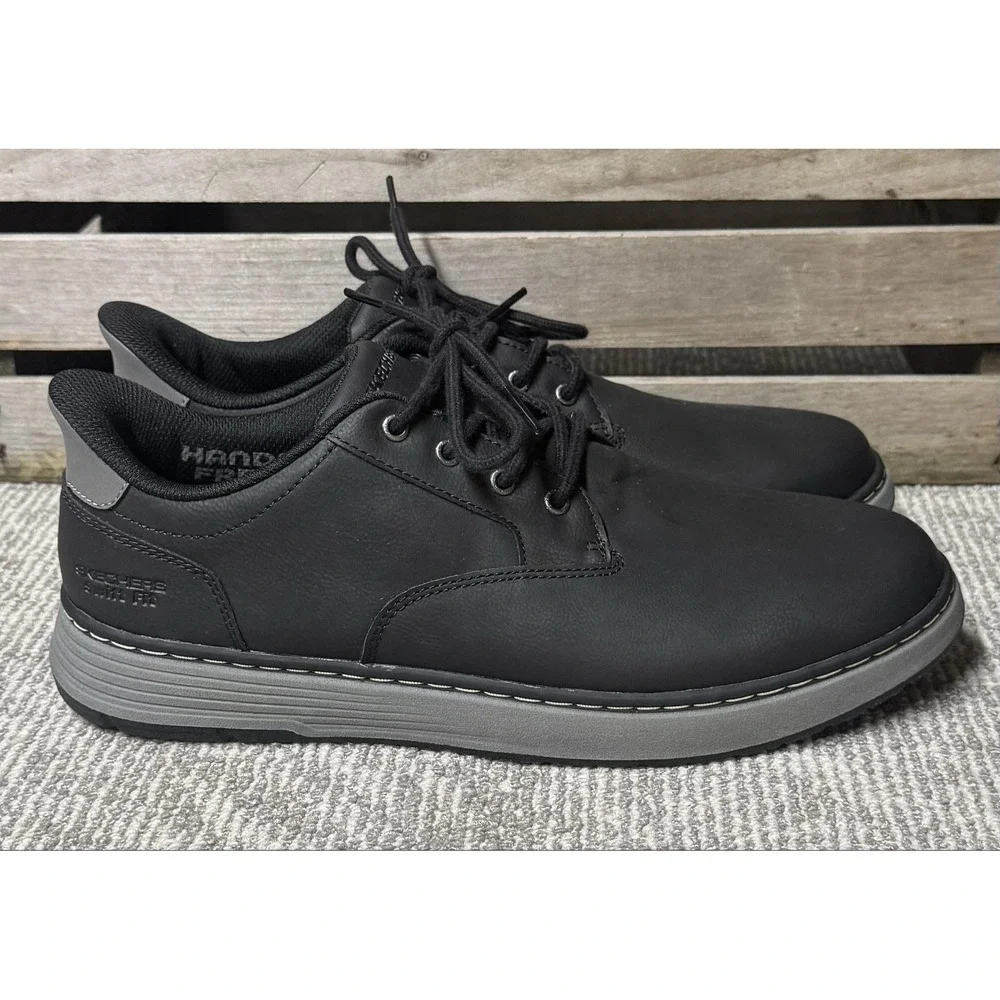 Skechers Swift Fit Shoes Mens Size 10 Black Hands Free Memory Foam Casual